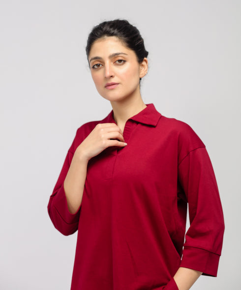 Women's Collared Three Quarter Shirt